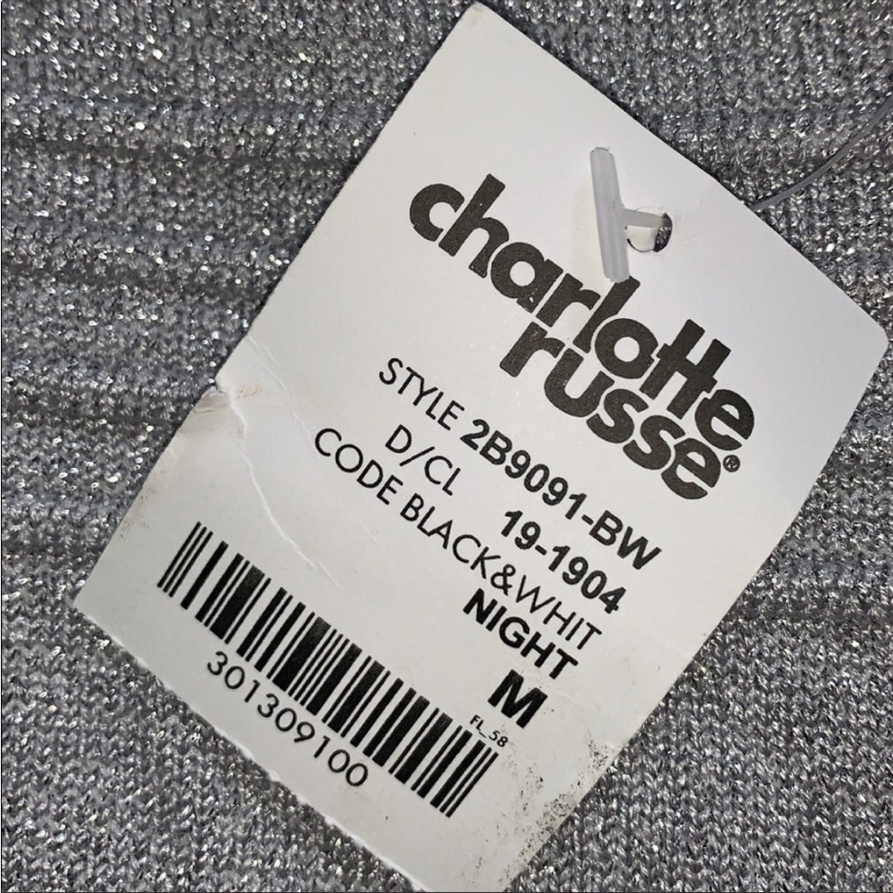 Charlotte Russe Silver Shimmer Glitter Metallic Bandage Bodycon Mini Skirt - Picture 7 of 8